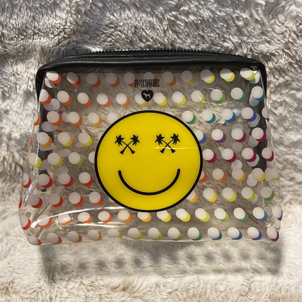 Pink Victoria’s Secret Smiley Face Cosmetic Bag